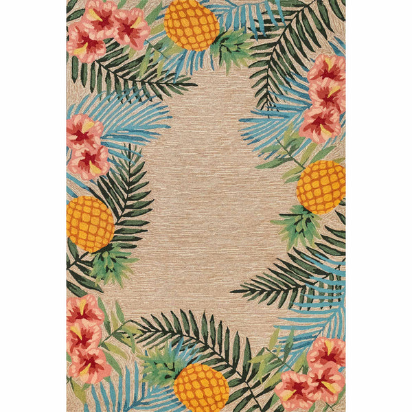 Trans Ocean Liora Manne Ravella Tropical Botanical Area Rug - Hand-tufted, Durable Design For Indoor & Outdoor Spaces Natural Polypropylene,Acrylic Rvl46228012
