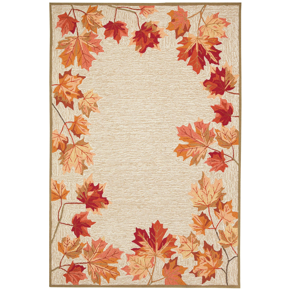 Trans Ocean Liora Manne Ravella Fall Leaves Border Area Rug - Vibrant Colors For Indoor & Outdoor Spaces Natural Polypropylene,Acrylic Rvl46230312