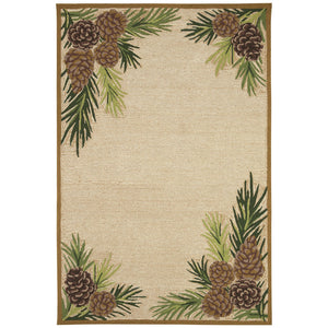Trans Ocean Liora Manne Ravella Forest Border Indoor/Outdoor Area Rug - Botanical Pinecone Design For Any Space Natural Polypropylene,Acrylic Rvl46230712