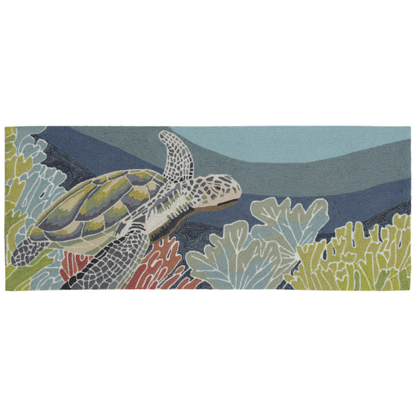 Trans Ocean Liora Manne Ravella Akumal Indoor/Outdoor Area Rug - Coastal Turtle Design For Vibrant Spaces Blue Polypropylene,Acrylic Rvlr5225704