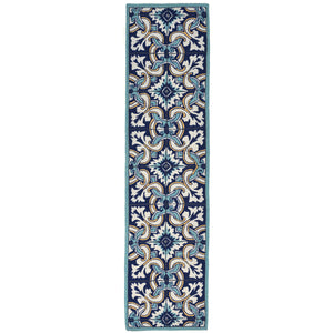 Trans Ocean Liora Manne Ravella Floral Tile Indoor/Outdoor Area Rug - Vibrant Geometric Design For All Spaces Blue Polypropylene,Acrylic Rvlr8225333