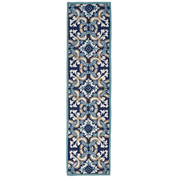 Trans Ocean Liora Manne Ravella Floral Tile Indoor/Outdoor Area Rug - Vibrant Geometric Design For All Spaces Blue Polypropylene,Acrylic Rvlr8225333