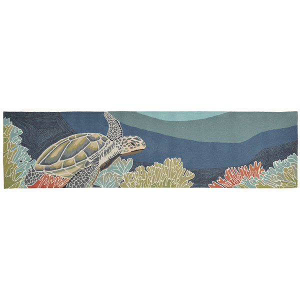 Trans Ocean Liora Manne Ravella Akumal Indoor/Outdoor Area Rug - Coastal Turtle Design For Vibrant Spaces Blue Polypropylene,Acrylic Rvlr8225704