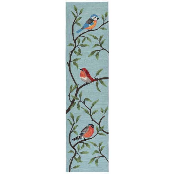 Trans Ocean Liora Manne Ravella Birds On Branches Indoor/Outdoor Area Rug - Whimsical Garden Decor Piece Blue Polypropylene,Acrylic Rvlr8227004