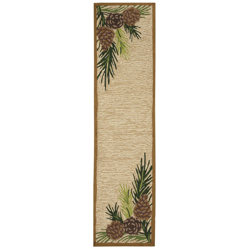 Trans Ocean Liora Manne Ravella Forest Border Indoor/Outdoor Area Rug - Botanical Pinecone Design For Any Space Natural Polypropylene,Acrylic Rvlr8230712