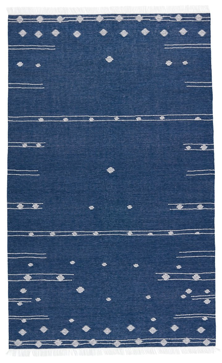 Jaipur Living Revelry Calli Rvr02 Handwoven Handmade 100% Pet Yarn Moroccan / Bohemian Geometric Outdoor Rug Blue, White 100% Pet Yarn Rug150087