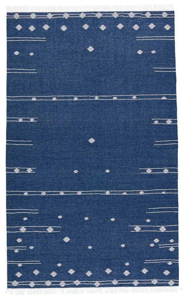 Jaipur Living Revelry Calli Rvr02 Handwoven Handmade 100% Pet Yarn Moroccan / Bohemian Geometric Outdoor Rug Blue, White 100% Pet Yarn Rug150087