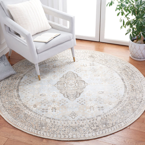 Safavieh Restoration Hand‑Loomed Beige Sand Runner Rug — Vintage Medallion Design, Wool‑Viscose Blend Comfort 2'-3" x 21'-0" RVT703B-221