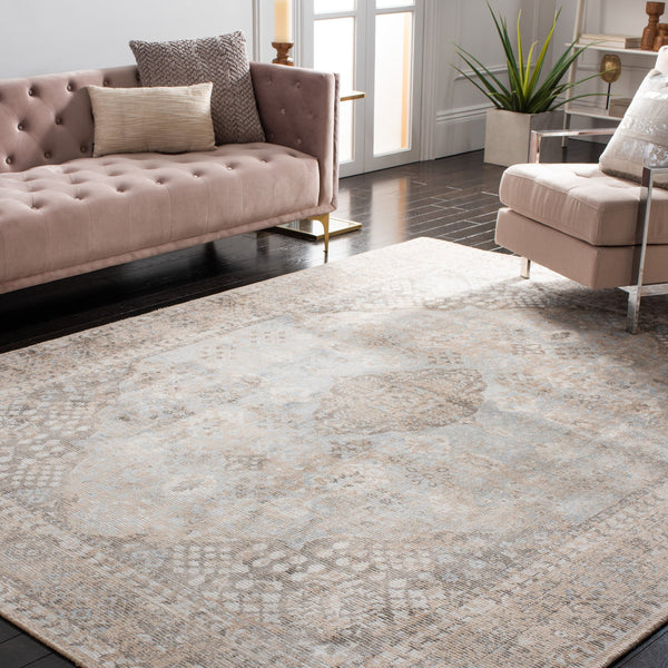 Safavieh Restoration Hand‑Loomed Beige Sand Runner Rug — Vintage Medallion Design, Wool‑Viscose Blend Comfort 2'-3" x 21'-0" RVT703B-221