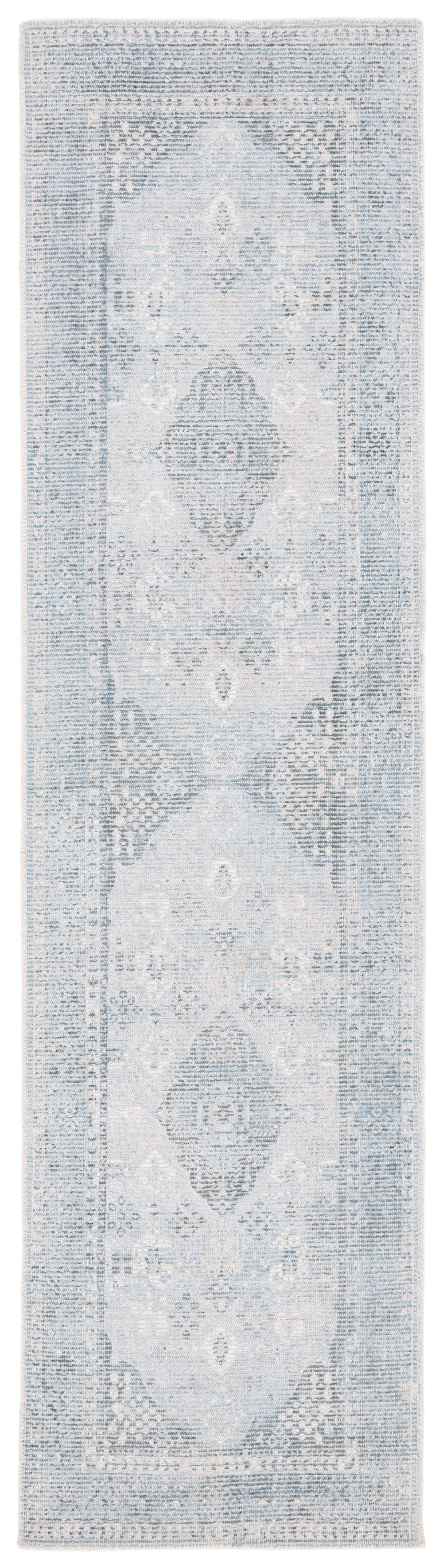 Safavieh Restoration Hand-Loomed 9X12 Wool-Viscose Rug In Grey & Light Blue — Vintage Motif, Durable Plush 8'-0" x 8'-0" RVT708F-8R