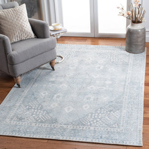 Safavieh Restoration Hand‑Loomed 9X12 Wool‑Viscose Rug In Grey & Light Blue — Plush Low‑Pile Vintage Elegance 4'-0" x 4'-0" RVT708F-4SQ
