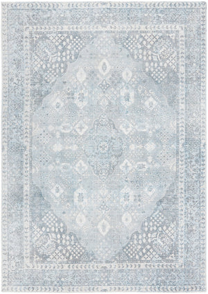Safavieh Restoration Hand‑Loomed 9X12 Wool‑Viscose Rug In Grey & Light Blue — Plush Low‑Pile Vintage Elegance 4'-0" x 4'-0" RVT708F-4SQ
