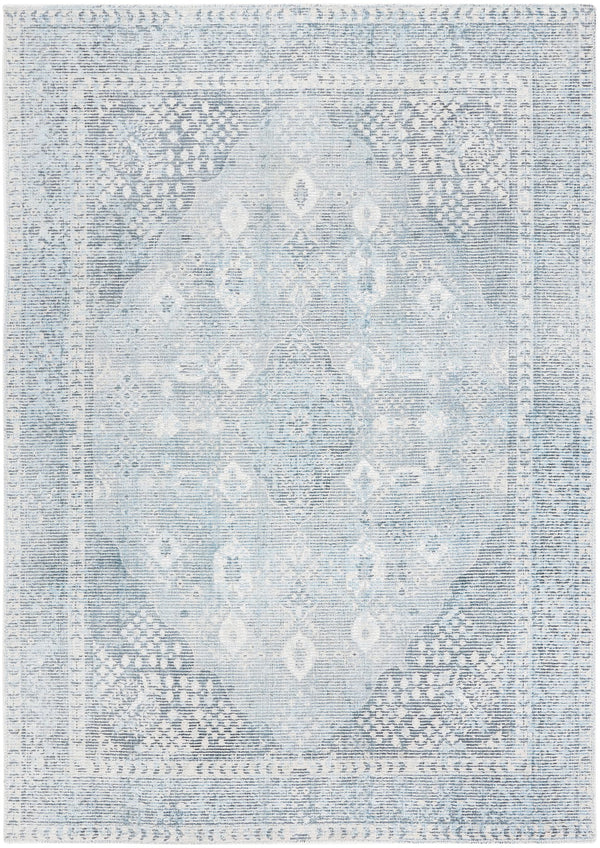 Safavieh Restoration Hand‑Loomed 9X12 Wool‑Viscose Rug In Grey & Light Blue — Plush Low‑Pile Vintage Elegance 4'-0" x 4'-0" RVT708F-4SQ