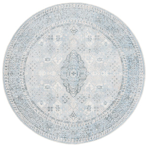 Safavieh Restoration Hand-Loomed 9X12 Wool-Viscose Rug In Grey & Light Blue — Vintage Motif, Durable Plush 8'-0" x 8'-0" RVT708F-8R