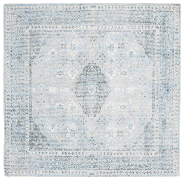 Safavieh Restoration Hand‑Loomed 9X12 Wool‑Viscose Rug In Grey & Light Blue — Plush Low‑Pile Vintage Elegance 4'-0" x 4'-0" RVT708F-4SQ
