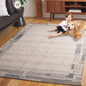 Safavieh Restoration Vintage Area Rug: Hand-tufted Indian Craftsmanship With Timeless Elegance & Comfort Grey ,Beige 80% Wool 20% Cotton Rvt801f-6sq