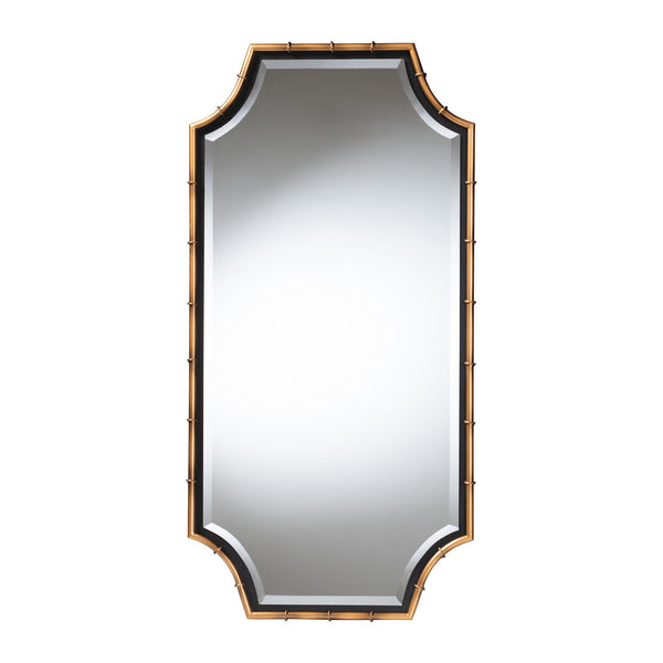 Baxton Studio Baxton Studio Lieven Iron Frame Art Deco Wall Mirror with Scalloped Bamboo Motif RXW-10798-Gold
