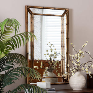 Baxton Studio Adeliza Bamboo Inspired Iron Frame Accent Mirror for Entryways