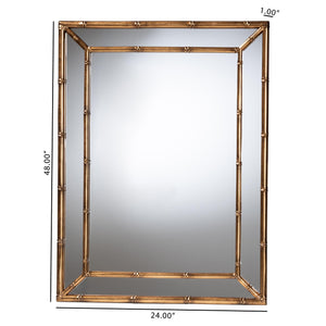 Baxton Studio Adeliza Bamboo Inspired Iron Frame Accent Mirror for Entryways