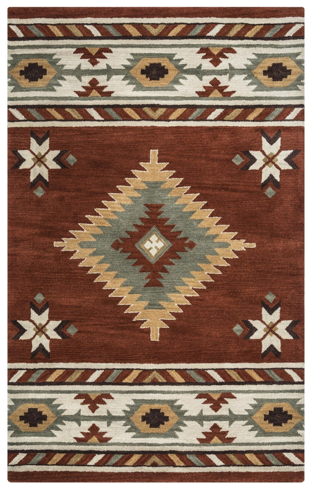 Alora Decor Ryder Hand-Tufted 100% Wool Southwestern Area Rug In Brown Tan Gray — Plush, Durable, Natural 9' x 12' RYDRY100000560912