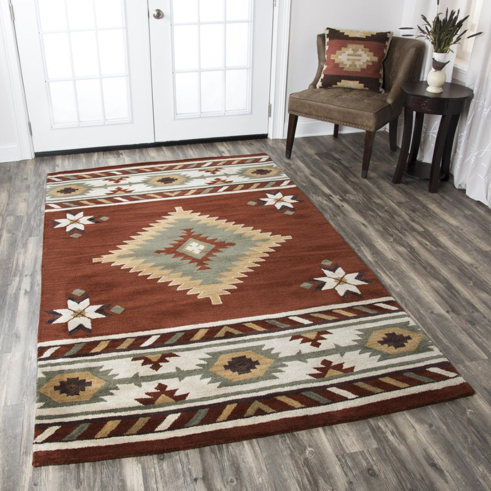 Alora Decor Ryder Hand-Tufted 100% Wool Rug With Modern Southwestern Palette — Plush, Durable, Rustic Chic 8' x 8' RYDRY1000005608RD