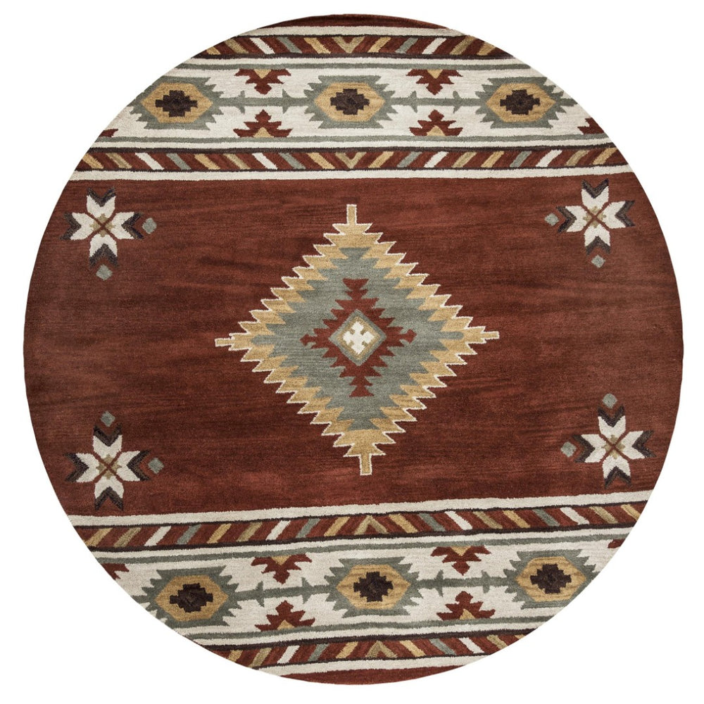 Alora Decor Ryder Hand-Tufted 100% Wool Rug With Modern Southwestern Palette — Plush, Durable, Rustic Chic 8' x 8' RYDRY1000005608RD