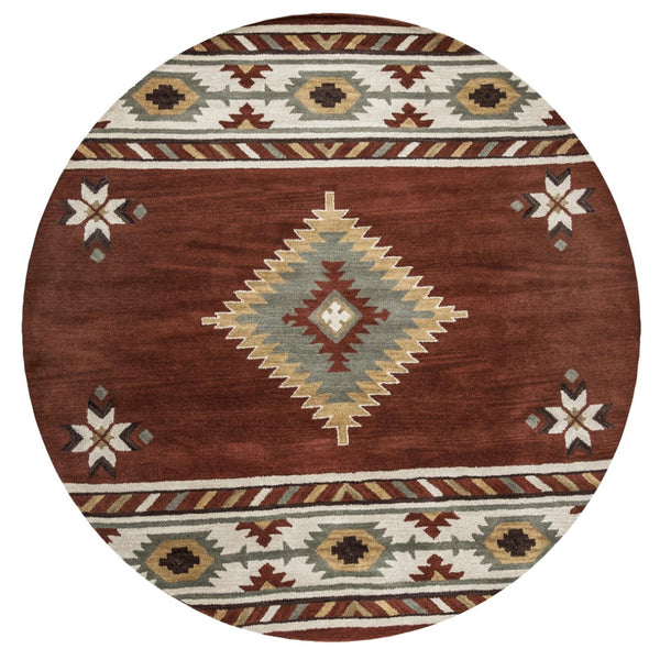 Alora Decor Ryder Hand-Tufted 100% Wool Rug With Modern Southwestern Palette — Plush, Durable, Rustic Chic 8' x 8' RYDRY1000005608RD