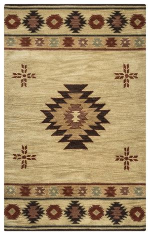 Alora Decor Ryder Hand-Tufted 100% Wool Southwestern Rug — Dense Neutral Brown Geometric Motif, Durable Elegance 10' x 14' RYDRY100200041014