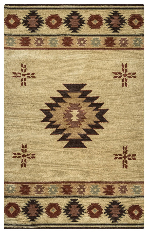 Alora Decor Ryder Hand-Tufted 100% Wool Southwestern Rug — Dense Neutral Brown Geometric Motif, Durable Elegance 10' x 14' RYDRY100200041014