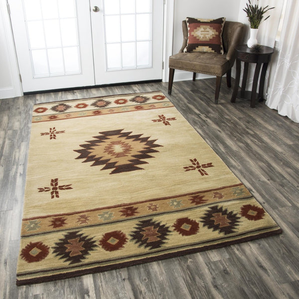 Alora Decor Ryder Hand-Tufted Wool Rug With Southwestern Motifs In Warm Browns And Subtle Gray Accents For Rooms 8' x 8' RYDRY1002000408RD