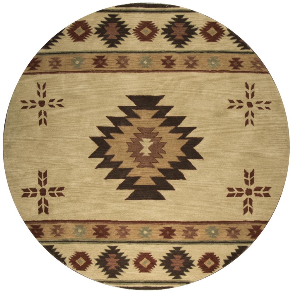 Alora Decor Ryder Hand-Tufted Wool Rug With Southwestern Motifs In Warm Browns And Subtle Gray Accents For Rooms 8' x 8' RYDRY1002000408RD