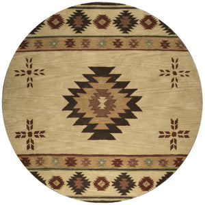 Alora Decor Ryder Hand-Tufted Wool Rug With Southwestern Motifs In Warm Browns And Subtle Gray Accents For Rooms 8' x 8' RYDRY1002000408RD