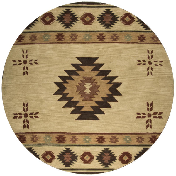 Alora Decor Ryder Hand-Tufted Wool Rug With Southwestern Motifs In Warm Browns And Subtle Gray Accents For Rooms 8' x 8' RYDRY1002000408RD