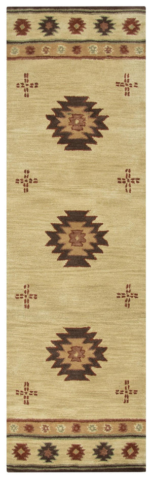 Alora Decor Ryder Hand-Tufted 100% Wool Runner With Southwestern Geometric Motifs In Warm Beige Browns 2'6" x 10' RYDRY1002BE002610