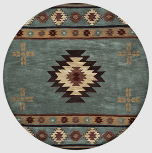 Alora Decor Ryder Hand‑Tufted Wool Round Rug — Southwestern Motifs, Plush Cut‑Loop Pile, Durable Lodge Accent 8' x 8' RYDRY1003003008RD