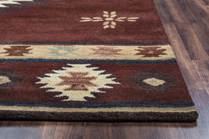 Alora Decor Ryder Hand‑Tufted 100% Wool Southwestern Round Rug — Rustic Red Burgandy Sage Navy Lodge Accent 10' x 10' RYDRY1004007010RD