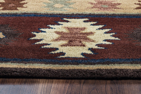 Alora Decor Ryder Hand-Tufted Wool Runner Rug With Southwestern Geometrics In Red, Burgandy, Tan & Navy Elegance 2'6" x 10' RYDRY1004RE002610
