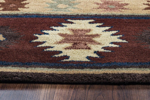 Alora Decor Ryder Hand‑Tufted 100% Wool Southwestern Round Rug — Rustic Red Burgandy Sage Navy Lodge Accent 10' x 10' RYDRY1004007010RD