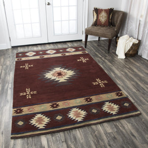 Alora Decor Ryder Hand-Tufted Wool Runner Rug With Southwestern Geometrics In Red, Burgandy, Tan & Navy Elegance 2'6" x 10' RYDRY1004RE002610