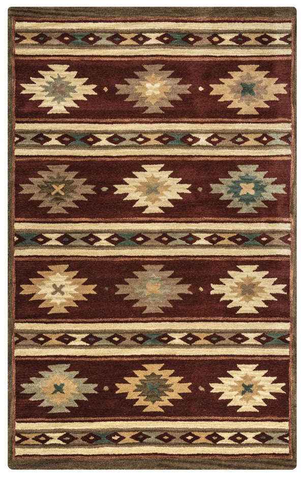 Alora Decor Ryder Hand-Tufted 100% Wool Southwestern Rug With Bold Geometric Pattern In Warm Red Hues 5' x 8' RYDRY100500700508
