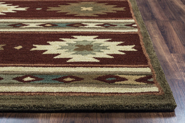 Alora Decor Ryder Hand-Tufted 100% Wool Southwestern Rug With Bold Geometric Pattern In Warm Red Hues 5' x 8' RYDRY100500700508