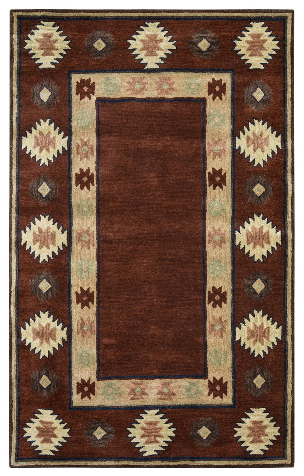 Alora Decor Ryder Hand‑Tufted 100% Wool Southwestern Rug In Rich Reds And Earth Tones For Cozy Lodge Style 9' x 12' RYDRY100600700912