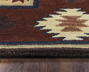 Alora Decor Ryder Hand-Tufted 100% Wool Round Rug With Southwestern Motifs In Warm Red, Burgundy & Sage 10' x 10' RYDRY1006007010RD