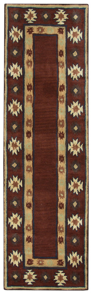 Alora Decor Ryder Hand-Tufted 100% Wool Runner Rug With Southwestern Geometrics In Warm Red, Durable Finish 2'6" x 8' RYDRY100600702608
