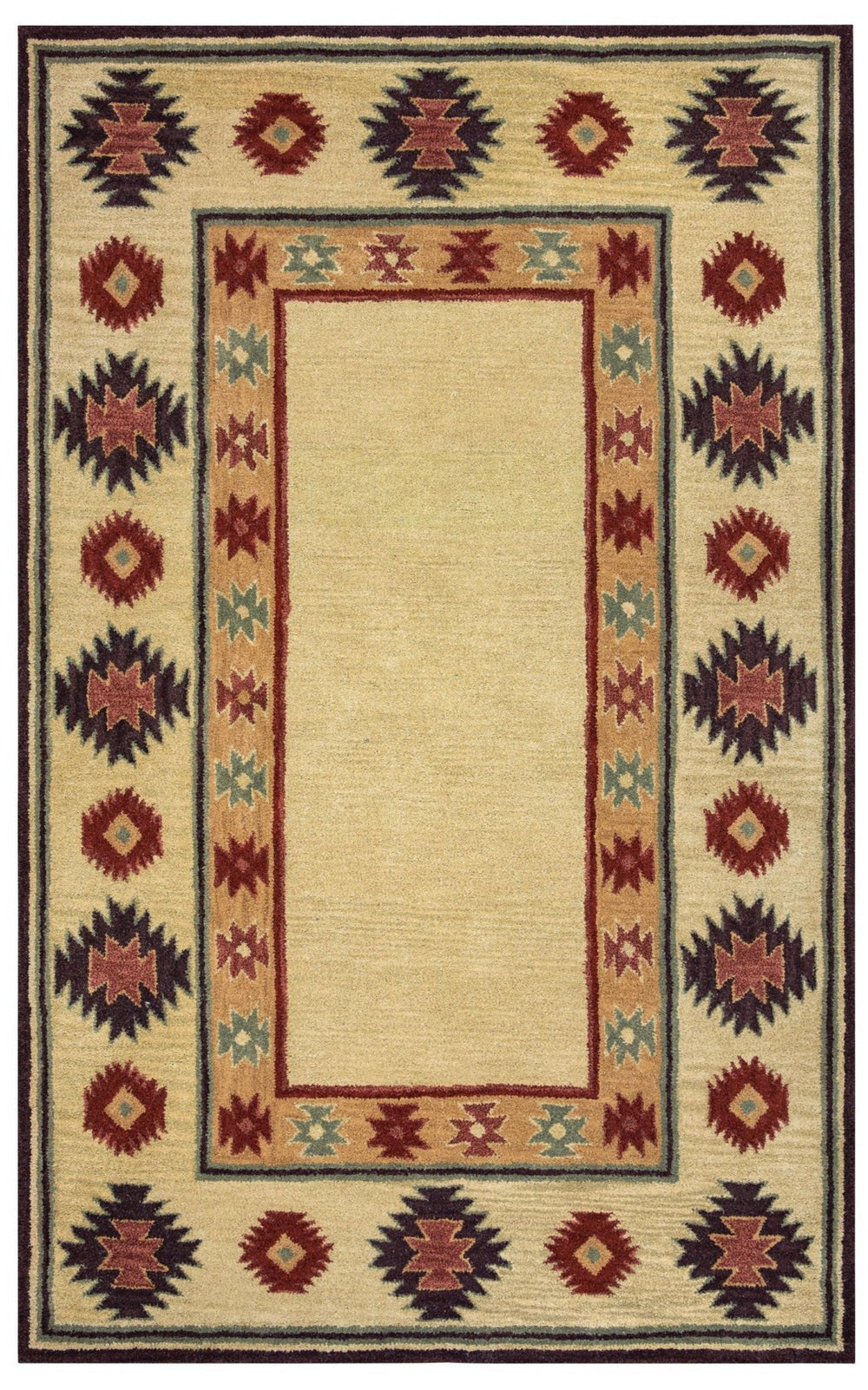 Alora Decor Ryder Hand-Tufted Wool Rug With Southwestern Motifs In Tan, Brown & Burgundy — Plush Durable Chic 9' x 12' RYDRY100700040912