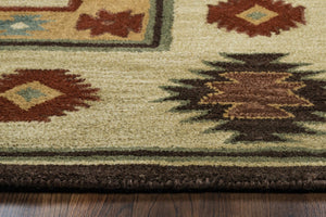 Alora Decor Ryder Hand-Tufted 100% Wool Round Rug, Southwestern Motifs In Tan Brown Gray Burgundy, 8' X 8' RYDRY1007000408RD