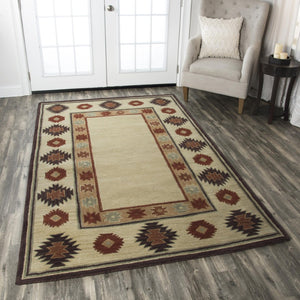 Alora Decor Ryder Hand-Tufted Wool Rug With Southwestern Motifs In Tan, Brown & Burgundy — Plush Durable Chic 9' x 12' RYDRY100700040912