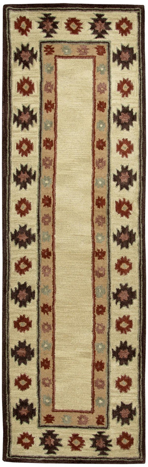 Alora Decor Ryder Hand-Tufted Wool Runner Rug - 100% Dense Wool, Southwestern Motifs In Tan Brown Gray Burgundy (2'6"X8') RYDRY100700042608