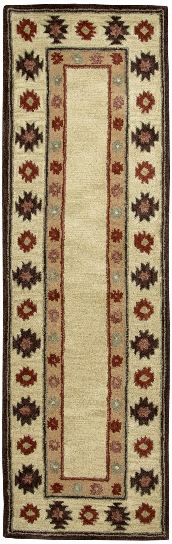 Alora Decor Ryder Hand-Tufted Wool Runner Rug - 100% Dense Wool, Southwestern Motifs In Tan Brown Gray Burgundy (2'6"X8') RYDRY100700042608