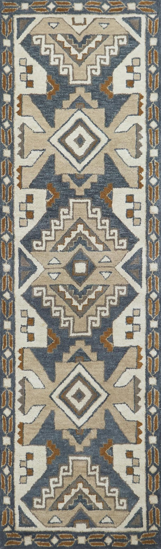 Alora Decor Ryder Hand-Tufted Gray Runner Rug 100% Wool Southwestern Motif, 2'6"X8' Plush Low-Profile Runner RYDRY100933882608